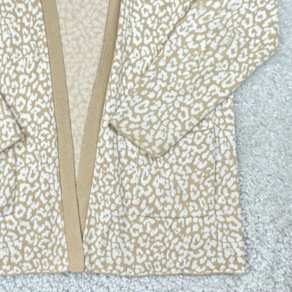 J. Crew Leopard Open Front Cardigan Sweater Cream/Tan - Picture 5 of 9